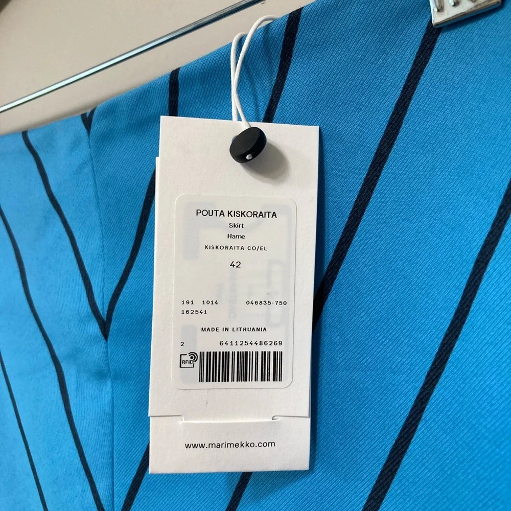 Marimekko Pouta Kiskoraita Blue Chevron Skirt - Picture 3 of 8